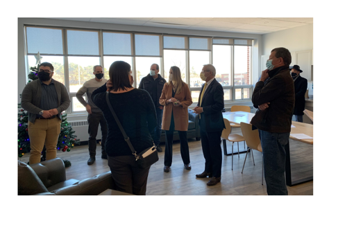 MPP Vic Fedeli tours Northern Pines with DNSSAB Board members and staff - December 6 2021